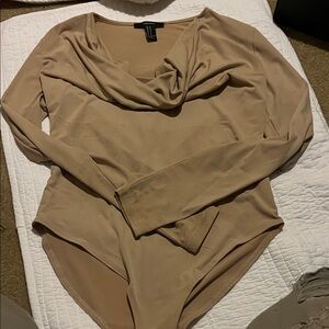 Forever 21 Tan Draped Bodysuit